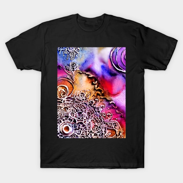 Colorful Abstract Spiral Coral On The Sand T-Shirt by AbstraktTheArt